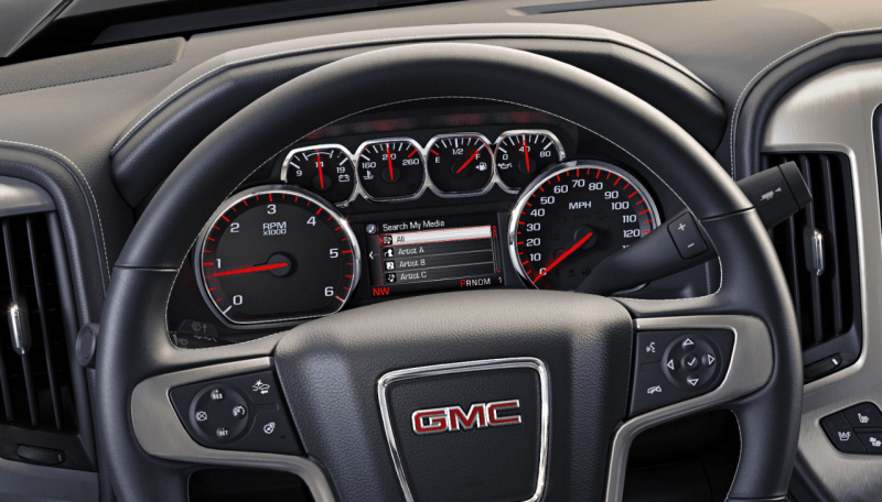 2014 GMC Sierra SLT interior steering wheel IP detail 027